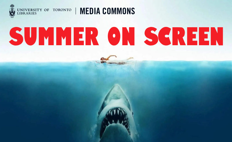 Promotional graphic for the Summer On Screen display featuring the iconic Jaws poster