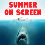 Promotional graphic for the Summer On Screen display featuring the iconic Jaws poster